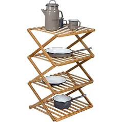 Bo-Camp Urban Outdoor Fitzroy 1609300 Camping Shelf, Folding Cabinet, Kitchen Furniture, Bamboo Wood, 50 x 40 x 72 cm