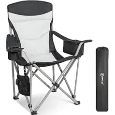 Homecall Folding Camping Moon Chair with Insulated Cup Holder, Magazine Compartment - (Black/Cream-White)