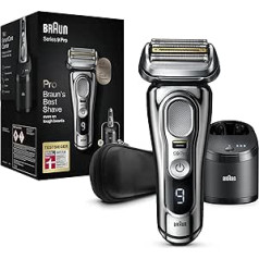 Braun Series 9 Pro Premium Men's Razor with 4+1 Shaving Head, Electric Shaver & ProLift Trimmer, 5-in-1 Cleaning Station, 60 Minutes Runtime, Wet & Dry, Gift Man, 9486cc, Chrome