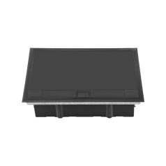 Floor box for modular sockets 8 x 45x45mm or 16 x 22.5x45mm, cover: plastic, black