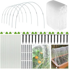 MEISHANG Fibreglass Greenhouse Tyres, Plant Tunnel Arches with Insect Protection Net, Polytunnel Arches, Tunnel Arch for Raised Bed, Greenhouse Hoops, Garden Tunnel Tyres, Greenhouse Tunnel Arches