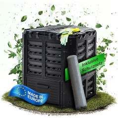 GartenGuru® 360 L Premium Thermal Composter Plastic – Odour-Absorbing Composter Garden – Includes Protective Net – High-Quality Composter Quick Composter Weatherproof – Easy to Assemble / Robust