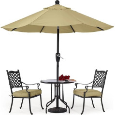 Abccanopy Outdoor Parasol with Water-Resistant Covering, Garden Parasol, Market Umbrella, 270cm, khaki