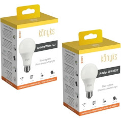 Konyks Antalya White E27 Smart-LED-Leuchtmittel, WLAN+BT, 780 Lumen, 9 W, weiß, verstellbar, kompatibel mit Alexa oder Google Home, einfache Automatisierung