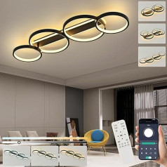 LED Dimmable Ceiling Light Modern Living Room Lamp 4 Bulbs in Ring Look, 55 W Black Indoor Ceiling Light Made of Aluminium Decorative Chandelier for Bedroom Living Room Office Study 85 cm