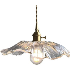 Hobaca® E27 Lotus Leaf Glass Gold Copper Modern Nordic Pendant Lights Hanging Lamp Kitchen Island Light Dining Hanging Lamp Living Room Pendant Light