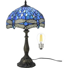 Bidesen 12 Inch Vintage Pastoral Beautiful Flowers Stained Glass Table Lamp Bedroom Lamp Bedside Lamp Bedroom Night Light