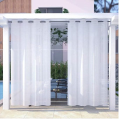 SNOWCITY Waterproof White Sheer Curtains Indoor Outdoor Thermal Grommet Look Semi Sheer Curtains for Gazebo Porch Balcony Pergola (1 Panel, 100 x 108 Inch)