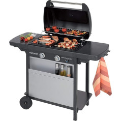 Campingaz 2 Series Classic LX Vario Gas Barbecue, BBQ with 2 Burners, 7.5 KW, Steel Grill Plate and Grill Grate, 2 Side Tables, Anthracite