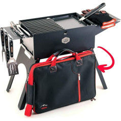 Gizzo Folding Barbecue and Accessories - Portable Mobile Charcoal Grill for Camping, Travel, Vanlife, Portable Grill, Garden and Outdoor BBQ Grill