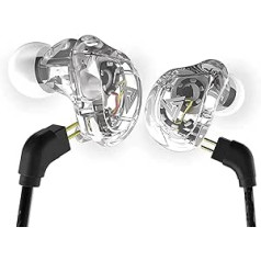 leuchtbox QKZ VK1 Premium In-Ear Headphones Cable 108 dB HiFi Sport and Gaming Headphones with HD Microphone Hires Sound Bluetooh-Enabled Earbuds Heavy Deep Bass Double Driver (Transparent/White)