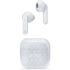 SBS TWS Air Free Wireless Headphones with Multi-Function Touch Control, Charging Dock, Ideal for Music and Calls up to 3.5 Hours in a Row, Includes Headphones - White