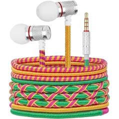 URIZONS 3.5 Colourful Nylon Braided Headphones Wired Headphones with Mic Tangle Headphones Free for Children for iPhone for Android