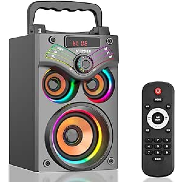 SUPNIU Powerful Bluetooth 5.0 Wireless Bluetooth Case with 100 Piece/Lolated LED/HD Stereo, for Home/Parties/Travel