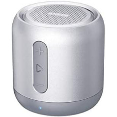 Anker SoundCore Mini Bluetooth Speaker, Compact Speaker with 15 Hours Playtime, 20 Metre Bluetooth Range, FM Radio and Intensive Bass (Silver) (Refurbished)