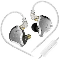 Yinyoo KZ ZS10 Pro In-Ear-Monitor IEM Metall-Kopfhörer, HiFi-Stereo-Sound-Ohrhörer, Geräuschunterdrückung, Ohrhörer mit 4BA 1DD 0,75 mm 2-poligem Kabel (schwarzes Mikrofon)