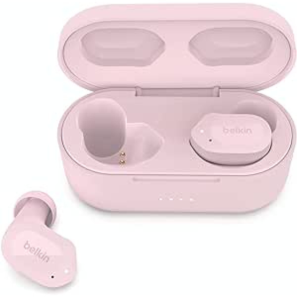 Belkin SOUNDFORM Play True Wireless In-Ear Headphones, Wireless Headphones, 3 EQ Presets, Sweat and Splash Resistant, 38 Hours Operation for iPhone, Galaxy, Pixel etc. - Pink, AUC005, One Size