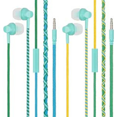 URIZONS Pack of 2 Colourful In-Ear Headphones with Cable - Deep Bass Headphones Noise Cancelling In-Ear Earphones Ear Hooks for Laptop iPhone Computer Workouts Microphone Children