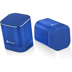 Portable Bluetooth Speaker AT1, AURTEC Dual Wireless Speaker with Real Wireless Stereo Technology, Strong Bass and Powerful Volume, Bluetooth 4.2 for iOS, Android, More Blue