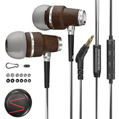 Symphonized in ear kopfhörer mit kabel und mikrofon, premium noise cancelling, 8-mm-bass, 3D-sound aus bubinga-holz, für mobilgeräte, pcs, tablets