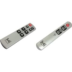 Seki Medium Learning Universal Remote Control Silver/Black & Slim Silver Learning Universal Remote Control with Large Buttons - for Seniors + Children