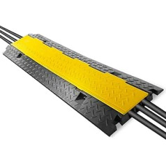 Pyle Heavy Duty Cable Protector Ramp Cover - Supports 15000kg Three Channel Heavy Duty Cable Protector with Hinged Top, 35.4