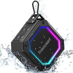 Tronsmart Groove 2 Bluetooth Speaker, with 18 Hours Playtime, Bluetooth 5.3, LED Lights, Waterproof IPX7, Extra Bass, Built-in Microphone, for Smartphone, Party, Travel, Beach, etc.