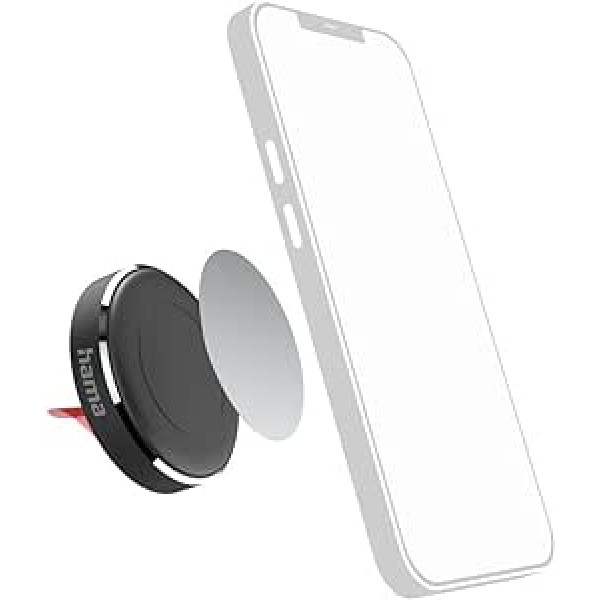 Hama 360° Rotating Magnetic Car Phone Mount with 3M Adhesive Tape + 2 Metal Plates - Black