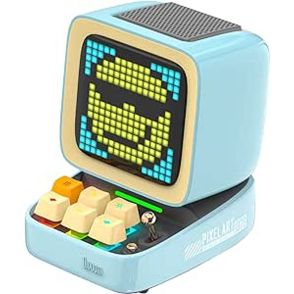 Divoom Ditoo Multifunctional Pixel Art LED Bluetooth Speaker, 256 Programmable LED Panel with Party Light, Smart Digital Table Clock, Gaming Music Box Support TF Card & Radio, Blue