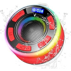 Bluetooth Speaker, Bluetooth Shower Speaker with Suction Cup, Upgraded LED Portable Bluetooth Music Box Shower IP7 Waterproof, Type-C, Hands-Free Function, Microphone, for Bathroom, Outdoor