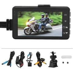 Keenso Motorcycle Dash Cam Kit, 3.0 LCD HD DVR 1080P 120 Degree Dashcam IP68 Waterproof Recording Camera System for Motorcycle Electric Bicycle