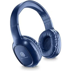 Music Sound Bluetooth Headphones Basic, Earcup Bluetooth Headphones with Extendable Headband, 8 Hours Battery Life, 2 Hours Charging Time, LED Indicator and AUX Input, Blue