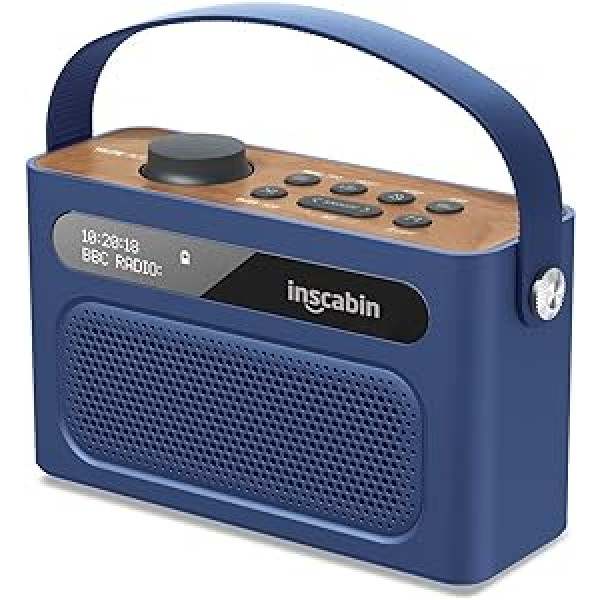 Inscabin M60 Portable DAB/DAB + FM Digital Radio/Portable Wireless Speaker with Bluetooth/Stereo Sound/Double Speaker/Double Alarm Clock/Battery/Beautiful Design (Blue)