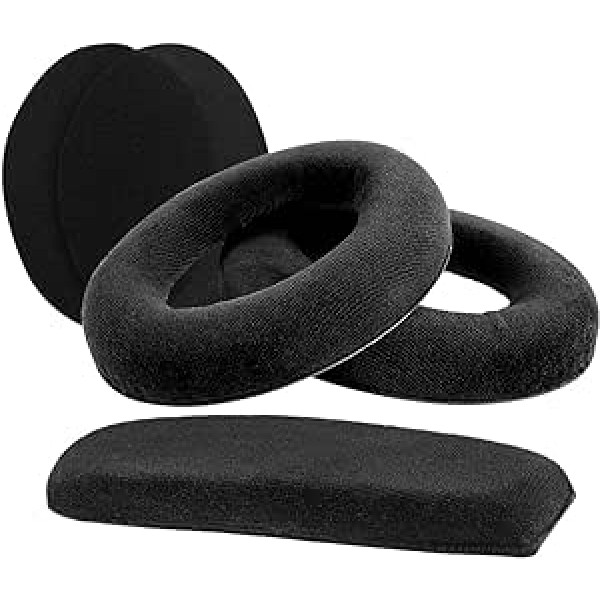 Geekria Velvet Replacement Ear Pads for HD598 HD598SE HD598CS HD515 HD555 HD595 HD518 Ear Pads and Headband Pads + Headband Pad + Headband Pad/Replacement Suit (Dense Velvet/Black)