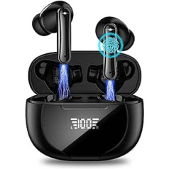 Atapeas Wireless Headphones, In-Ear Headphones Bluetooth 5.3 with 4 ENC Microphones, Wireless Headphones with HiFi Stereo for 32 Hours Playtime, LED Display, Bluetooth Earphones with IP7 Waterproof