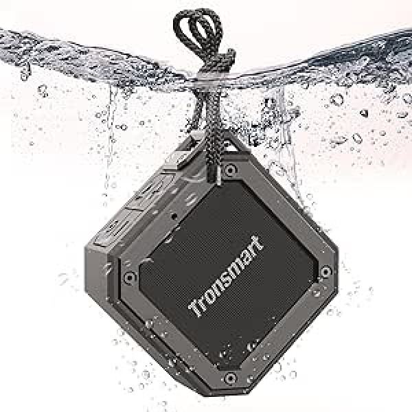 Tronsmart Small Bluetooth Speaker, IPX7 Waterproof, Superior Bass, 24h Battery, Music Box, Portable Bluetooth for Phone, Outdoor, Sports, Hiking, Black