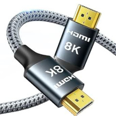 ARISKEEN 8K HDMI 2.1 Cable 5 Metres, Ultra HD 48 Gbps High Speed Nylon Braided HDMI Cable, Supports 8K @ 60 Hz, 4K @ 120 Hz, Compatible with TV Xbox One PS4/5 Switch Monitor Blu-ray Soundbar DVD