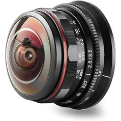 Meike Fisheye Lens 3.5mm F2.8 220 Degree Manual Focus Compatible with Olympus Panasonic Lumix M4/3 MFT Mount Cameras GH4 GH5 GH6 OM-1