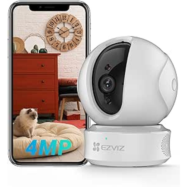 EZVIZ 4MP WLAN IP Surveillance Camera, Indoor Camera with Intelligent Motion Tracking, Two-Way Audio and Private Mode, Pivoting and Tilting, Compatible with Alexa, C6CN