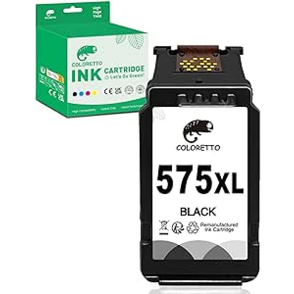COLORETTO 575XL (1 Black) Remanufactured Ink Cartridge for Canon PG-575XL for use with PIXMA TS3550i TS3551i TR4750i TR4751i Printer