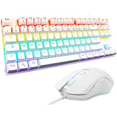 The G-Lab Combo Mercury Keyboard and Mouse Set Mechanical Programmable Gaming Keyboard Mechanical TKL RGB Switch Red Azerty Gaming Mouse 6 Buttons 7200 DPI [White]