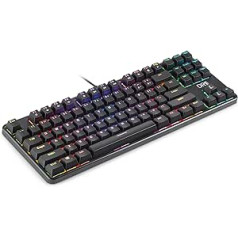 DR1TECH Raven+ Mechanical TKL Gaming Keyboard for PC/PS4 with RGB Backlight - 87 Keys Anti Ghosting - Ergonomic USB Keyboard with Cable (International Layout), Black