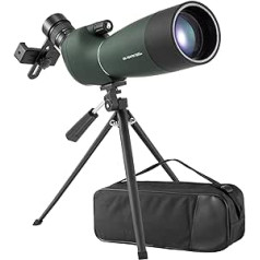 Spotting Scope with Tripod 2024 Upgrade, Spotting Scope Sports Shooters IP67 Waterproof 25-75 x 70 BAK4 Porro Prism FMC HD Spotting Scope with Smartphone Adapter for Shooting Targets Hunting Bird