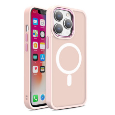 Magnētisks futrālis ar MagSafe iPhone 15 Pro, rozā auklas caurumiem