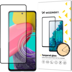 Izturīgs 9H pilnekrāna rūdīts stikls Samsung Galaxy M53 5G ar korpusam draudzīgu rāmi, melns