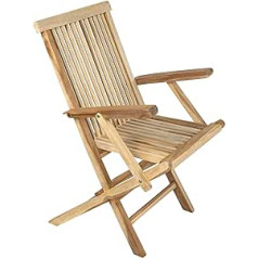 SAM Mallorca Garden Chair Solid Teak Wood Folding Chair with Armrests Chair for Garden or Balcony