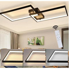 CBJKTX LED Ceiling Light Living Room Ceiling Light - Black 80 cm Living Room Lamp Modern Dimmable with Remote Control 48 W Bedroom Lamp Rectangle Metal Design for Bedroom Children's Room Kitchen