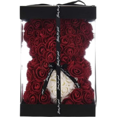 Gifts for Mum, Birthday Gift for Women, Valentine's Day Gift, Bear, Rose Teddy Bear in a Gift Box, Fully Assembled Gift Box, Wedding and Anniversary (Red Wine)