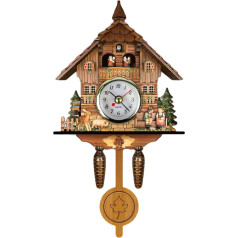 Verve Jelly Cuckoo Clock, Traditional Black Forest Chalet Clock, Handmade Quartz Clock, Wall Decoration, Vintage Pendulum Clock for Bedroom, Living Room, School, Office