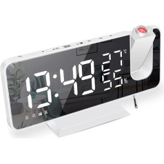 Alarm Clock with Projection Radio Alarm Clock Digital Projection Alarm Clock with USB Port, 7.5 Inch Large Mirror LED Display, Snooze Dual Alarm, FM Radio, 4 Display Brightness with Automatic Dimming